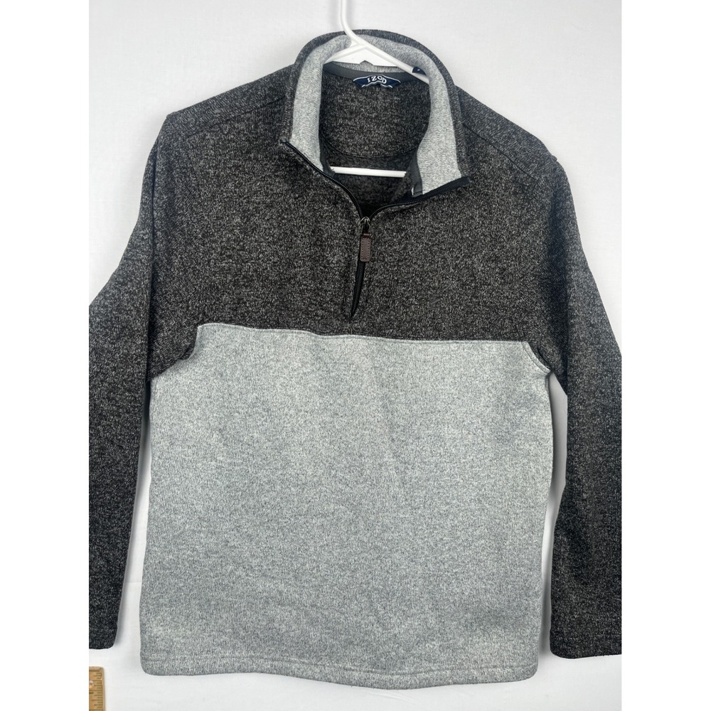 IZOD Quarter Zip Pullover Mens Colorblock Knit Sweater Size M Gray